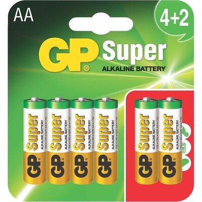 Алкална батерия GP SUPER LR6 AA / 4+2 бр. в опаковка 1.5V