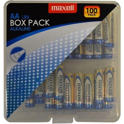 Алкални батерии MAXELL LR6 AA - 100 бр. в PVC кутия