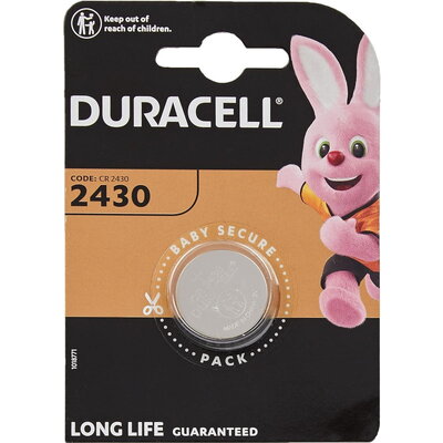 Бутонна батерия литиева DURACELL CR2430, 3V,  1 бр. в блистер, цена за 1 бр.