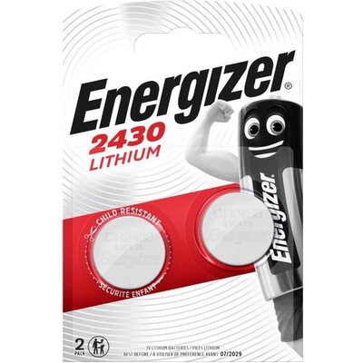 Бутонна батерия литиева ENERGIZER CR2430, 3V,  2 бр. в блистер, цена за 2 батерии