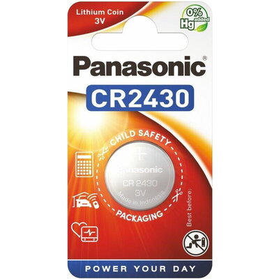 Бутонна батерия литиева PANASONIC CR2430, 3V,  1 бр. в блистер, цена за 1 бр.