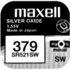 Бутонна батерия сребърна MAXELL SR521 SW /AG0/379/ 1.55V