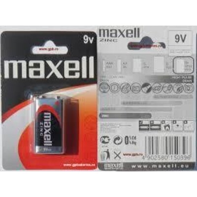 Цинк Манганова батерия MAXELL 6F22 /9V/ 1 бр. в опаковка -20бр/кутия - ML-BM-6F22-BL