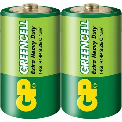 Цинк карбонова батерия GP 14G-S2 Greencell, R14, 2 бр. в опаковка / Shrink, 1.5V