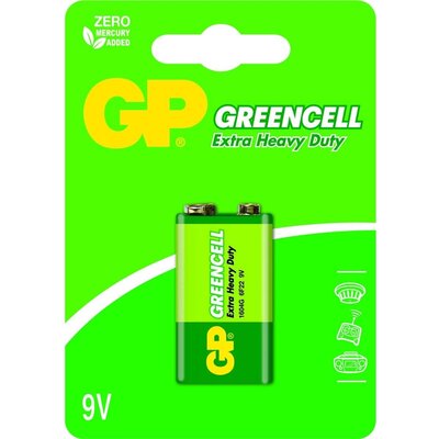 Цинк карбонова батерия GP 1604GLF-U1, 6F22, 9V, Greencell, 1 бр. блистер