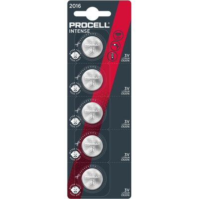 Бутонна батерия DURACELL PROCELL CR2016, 3V, 5 бр. в блистер, Литиева, /цена за 1 батерия/
