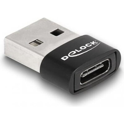 Адаптер Delock, USB 2.0, USB Type-A мъжко - USB Type-C женско, Черен