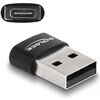 Адаптер Delock, USB 2.0, USB Type-A мъжко - USB Type-C женско, Черен