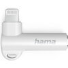 Адаптер HAMA Lightning - 3,5 mm жак, Aux адаптер, 90°, бял