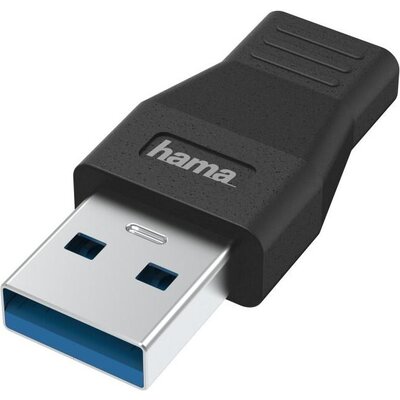 Адаптер HAMA USB-A мъжко - USB-C женско, USB 3.2 Gen 1, 5 Gbit/s, Черен