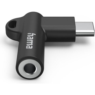 Адаптер Hama, USB-C – 3,5 mm жак, Aux, 90°, черен