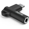 Адаптер Hama, USB-C – 3,5 mm жак, Aux, 90°, черен