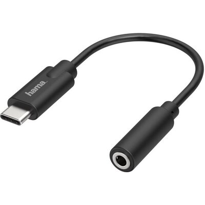 Аудио адаптер HAMA, USB-C мъжко - 3.5 mm аудио жак женско, Стерео, Черен