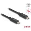 Delock Кабел E-Marker USB-C, 80 Gbps, 16K 60 Hz, PD 3.1 240 W, 0.5 m, черен