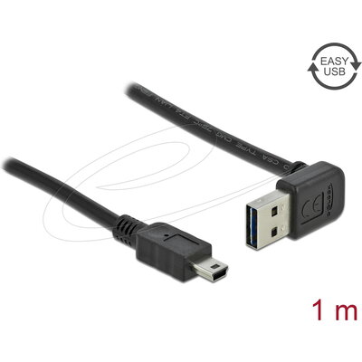 Кабел Delock EASY-USB-A 2.0 мъжко към USB Mini-B мъжко, 1m , черен