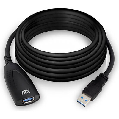 ACT USB 3.2 Gen 1 Удължителен активен кабел USB-A-USB-A, 5м/ вкл. до 4хAC6005USB/ ACT USB 3.2 Gen 1 Удължителен активен кабел USB-A-USB-A, 5м/ вкл. до 4хAC6005USB/