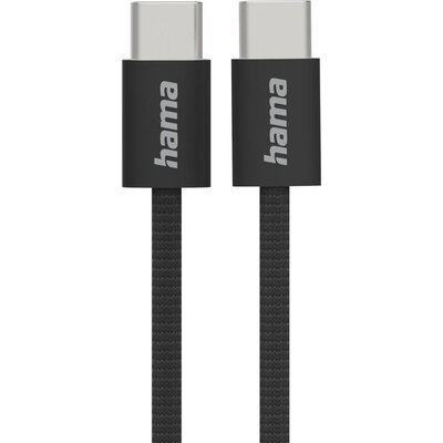 HAMA Кабел за зареждане "Fabric", USB-C - USB-C, 1 m, Nylon, черен
