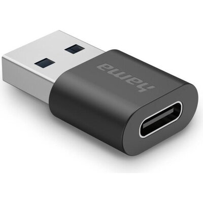 Адаптер HAMA USB-A мъжко - USB-C женско, USB 3.2 Gen 2, 10 Gbit/s, Черен