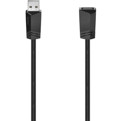 Удължителен кабел HAMA, USB-A женско - USB-A мъжко, 1.5 м, 480 Mbit/s, Черен , 0.75м