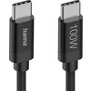Hama Кабел за зареждане, "Fabric", USB-C - USB-C, 100 W, 1.5 m, Nylon, black