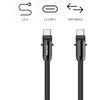 Hama Кабел за зареждане, USB-C, 2 в 1 с връзка за телефон, 1.2 m, черен