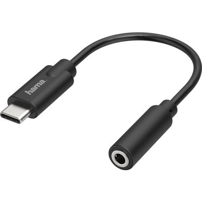 HAMA Аудио адаптер, USB-C мъжко - 3.5 mm аудио жак женско, Стерео, Черен