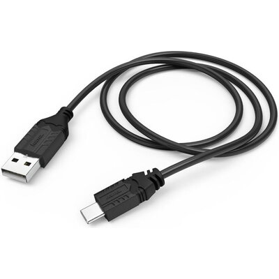 Кабел HAMA USB-A мъжко - USB-C мъжко за зареждане на SONY PS5, 0.75 m, Черен