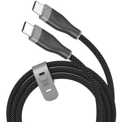 j5create Кабел USB-C мъжко– USB-C мъжко, 60 W, 1.8 m, черен