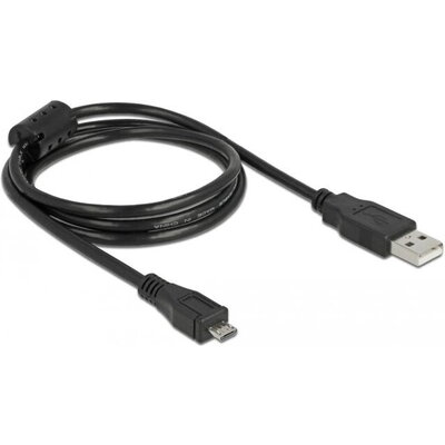 Кабел DeLock, USB-A мъжко - MicroUSB-B мъжко, USB 2.0, 1 м, Черен