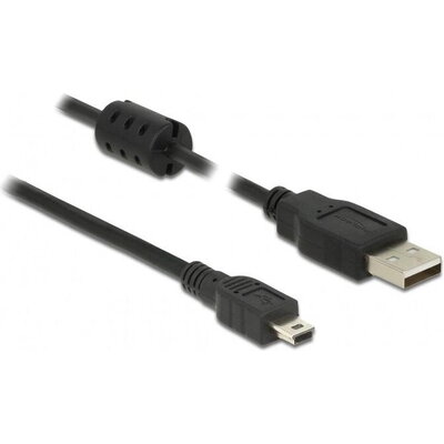 Кабел DeLock, USB-A мъжко - USB-B мъжко, USB 2.0, 2 м, Черен