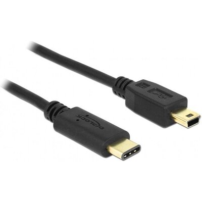 Кабел DeLock, USB-C мъжко - USB-B мъжко, USB 2.0, 0.5 м, Черен