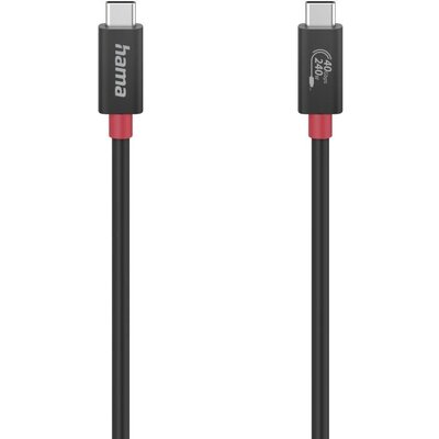 Кабел HAMA E-Marker, USB-C мъжко - USB-C мъжко, 40 Gbit/s, 5 A, 240 W, 80cm, Черен
