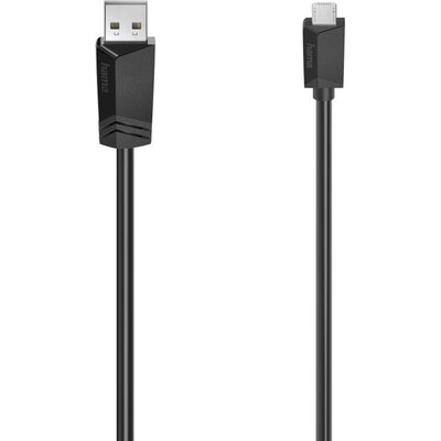 Кабел HAMA USB 2.0- micro USB, Позлатени конектори, 0.75 м., Черен