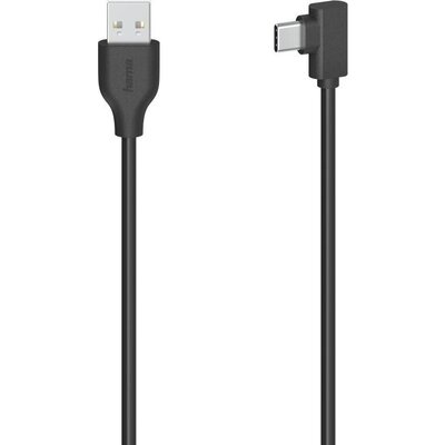 Кабел HAMA USB-C мъжко- USB A, 90°, 0.75 м, USB 2.0, 480Mbit/s, Черен