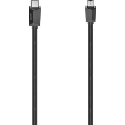 Кабел HAMA, USB-C мъжко - micro USB B мъжко, 480Mbit/s, 0.75 м., Essential, Черен