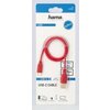 Кабел Hama Flexi-Slim USB-C - USB-A 2.0 мъжко, 0.75м,тънък, позлатен, червен