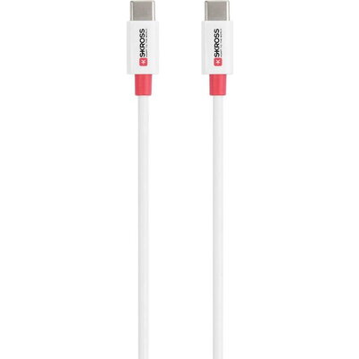 Кабел Skross, USB-C - USB-C 2.0 мъжко, 0.15 м, Бял