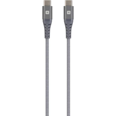 Кабел Skross, USB-C - USB-C, Метална оплетка, 1.20 м, Сив