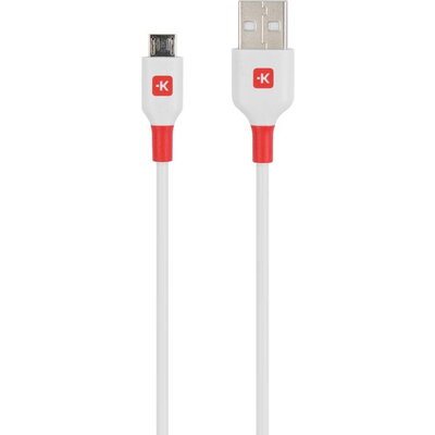 Кабел Skross, micro-USB - USB-A 2.0 мъжко, 1.2м, Бял