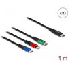 Кабел за зареждане Delock  3 в 1, USB-C - Lightning / Micro USB / USB Type-C, 1m