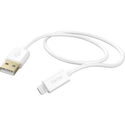 Кабел за  зареждане HAMA, USB-А - Lighntning, Apple iPhone, 1.5м, Позл.конектори, Бял