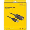 Удължителен кабел DeLock, USB-A женско - USB-A мъжко, USB 2.0, 15 м, Черен