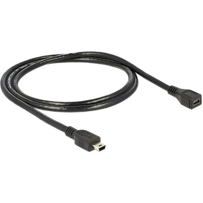 Удължителен кабел DeLock, USB-B женско - USB-B мъжко, USB 2.0, 1 м, Черен