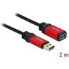 Удължителен кабел Delock USB-A мъжко - USB-А женско, 2 м, Premium, Екраниран, Черен