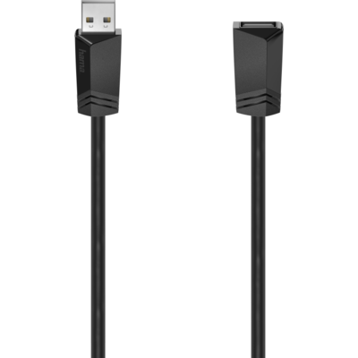 Удължителен кабел HAMA 200621 USB-A женско - USB-A мъжко, 5 м, екраниран, черен