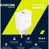 CANYON H-36-01, QC3.0 36W WALL Charger with 1-USB A   Input: 100V-240V, Output:  USB-A:QC3.0 36W (5V3A/9V3.0A/12V3.0A),  Eu plug