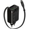 CANYON charger OnCharge 65RC Build-In Cable USB-C 65W 1xPD 1xQC EU Black