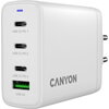 CANYON charger OnCharge 120 GAN Total 120W MAX 3 USB-C +1 USB-A White EU plug