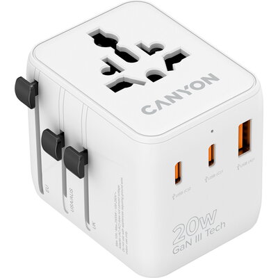 CANYON Travel Adapter OnTour 20 EU/UK/US/AUS 20W White
