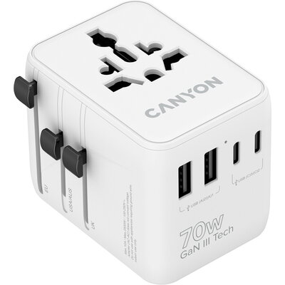 CANYON Travel Adapter OnTour 20 EU/UK/US/AUS 70W White